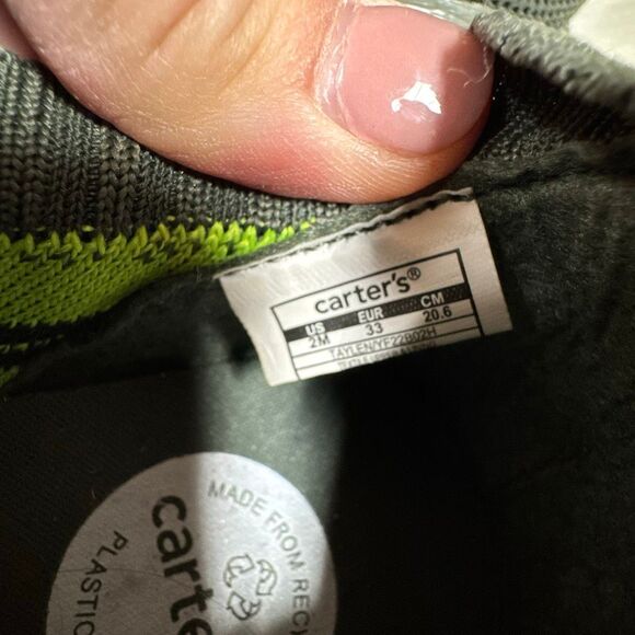 Carter’s Kids Army Green Recycled Slip On Sneakers Size 2 - Picture 8 of 8